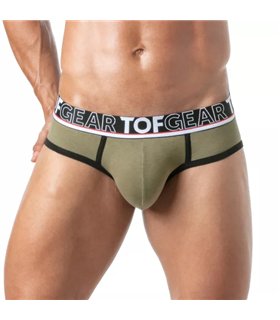 Herren Slips Backless Khaki – Weicher Bi-Stretch, Jacquard-Bund | TOF Paris