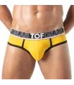 Herren Slips Backless, weicher Bi-Stretch mit breitem Jacquard-Bund, Gelb | TOF Paris