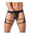 String mit Mesh-Einsätzen und elastischem Bund – elegant & bequem, Schwarz | TOF Paris