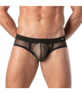Herren Slips Mesh-Optik, transparent & atmungsaktiv, schwarz | TOF Paris