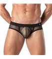 Herren Slips Mesh-Optik, transparent & atmungsaktiv, schwarz | TOF Paris