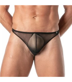 Stringtanga Mesh – Transparenter, verführerischer Low Waist Slip, Schwarz | TOF Paris