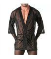 Kimono-Top aus Mesh – Transparenter Komfort mit Taillengürtel, Schwarz | TOF Paris