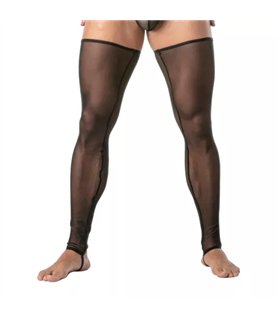 Feinstrumpfhose Mesh Long Legs mit elastischem Bund & Clips, Schwarz | TOF Paris