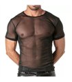 T-Shirt Mesh Slim Fit mit Rundhalsausschnitt – Schwarz | TOF Paris