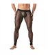 Leggings Mesh Schwarz – Transparenter Look, Taillenbund mit Logo | TOF Paris