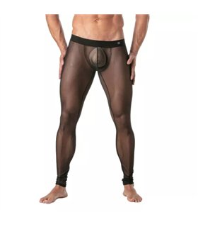 Leggings Mesh Schwarz – Transparenter Look, Taillenbund mit Logo | TOF Paris