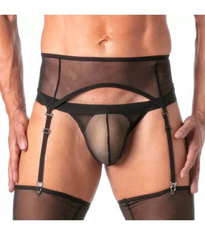 Strumpfhalter Set Mesh mit verstellbaren, schonenden Clips schwarz | TOF Paris