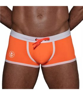 Badehose Neon Orange – Eng anliegend, chlorresistent & mit Kontraststreifen | TOF Paris