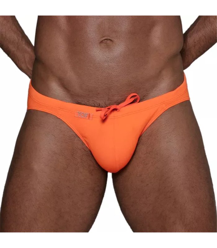 Badehose Neon Orange – Chlorresistent, Komfort-Beutel & Kordelzug | TOF Paris