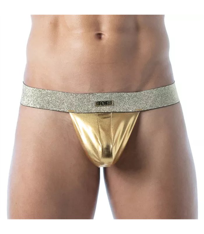Stringless Tanga Gold mit Lurex-Bund & Push-Up Effekt | TOF Paris