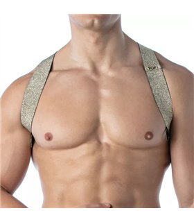 Party Harness X-Form Gold – Elastisch, Komfortabel & Glänzend | TOF Paris