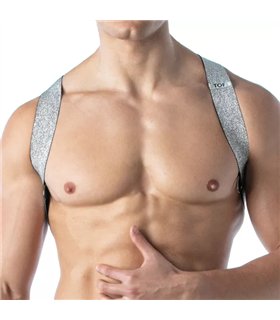 Party Harness X-Form Silber – Elastisch, Komfortabel & Glänzend | TOF Paris