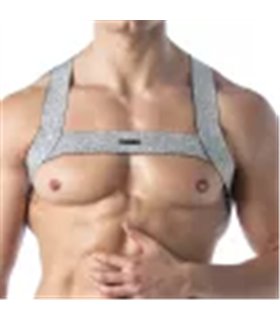 H-Gurt Silber – Elastischer Lurex-Party-Harness mit Glanz | TOF Paris