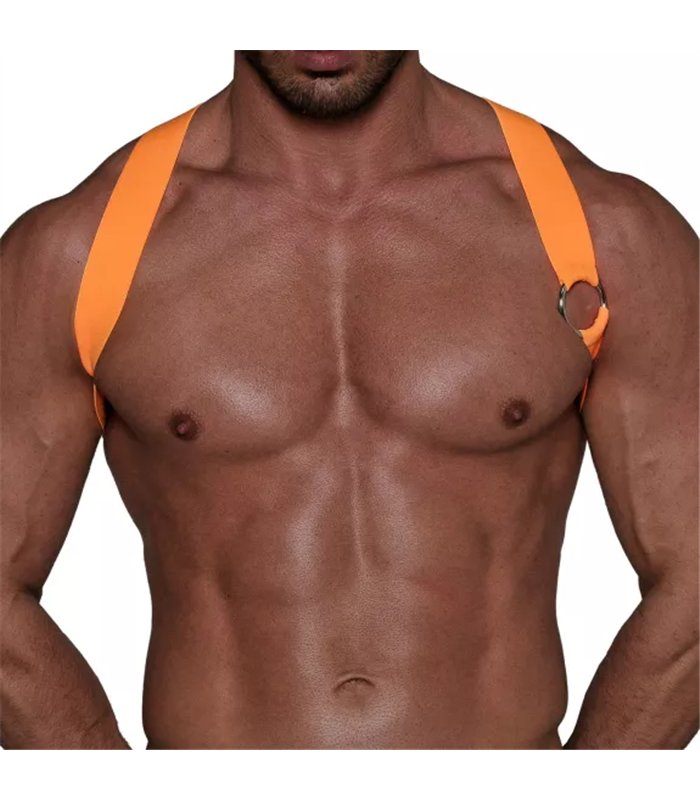 Herren Brust-Harness Neon Orange mit elastischem Komfort & fluoreszierendem Look | TOF
