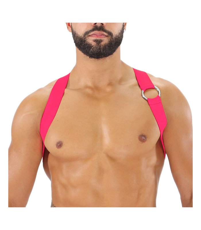 Herren Brust-Harness Neon Pink mit elastischem Komfort & fluoreszierendem Look | TOF