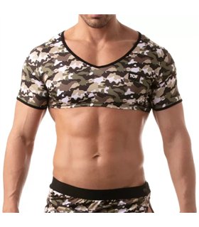 Crop Top mit Raglanärmeln Khaki-Camouflage – bequem & figurbetont | TOF