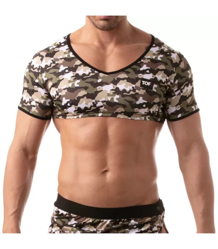 Crop Top mit Raglanärmeln Khaki-Camouflage – bequem & figurbetont | TOF