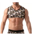 Ärmelloses Crop Top Khaki-Camouflage & V-Ausschnitt | TOF