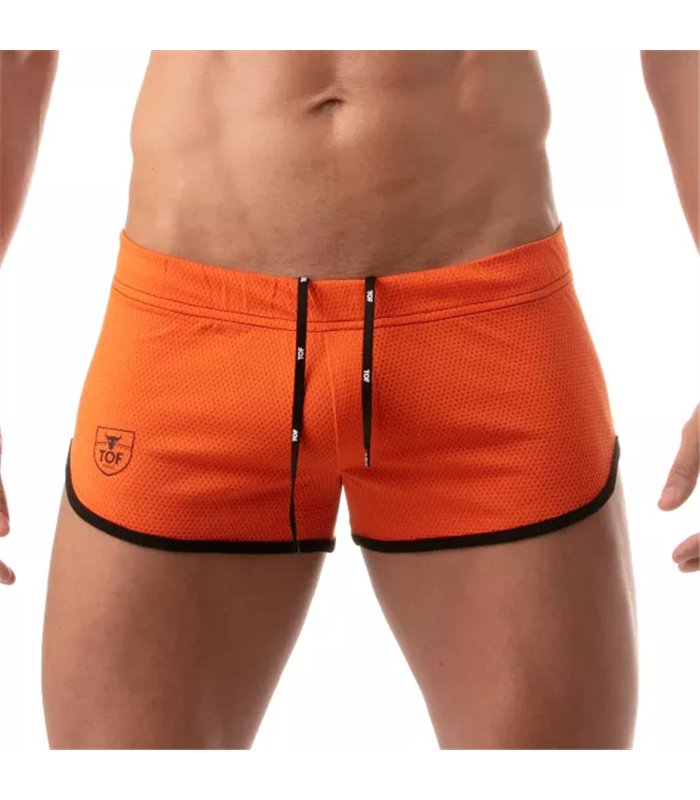 Shorts Low Waist in Orange mit Cut-outs und TOF-Logo Herren – Retro Style | TOF