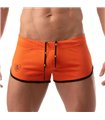 Shorts Low Waist in Orange mit Cut-outs und TOF-Logo Herren – Retro Style | TOF Shorts Low Waist in Orange mit Cut-outs und TOF-Logo Herren – Retro Style | TOF