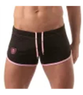 Shorts Low Waist in Schwarz mit Cut-outs und TOF-Logo Herren – Retro Style | TOF Shorts Low Waist in Schwarz mit Cut-outs und TOF-Logo Herren – Retro Style | TOF