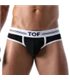 Herren Slip High-Cut – Baumwoll-Mix mit tiefem, gefüttertem Frontbereich, Schwarz | TOF