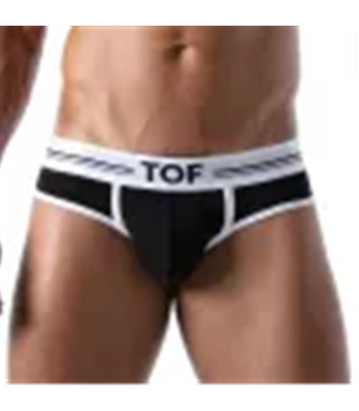 Herren Slip High-Cut – Baumwoll-Mix mit tiefem, gefüttertem Frontbereich, Schwarz | TOF