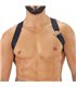 Herren Brust-Harness mit elastischem Komfort & fluoreszierendem Look, Schwarz | TOF
