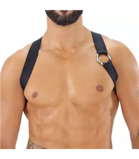 Herren Brust-Harness mit elastischem Komfort & fluoreszierendem Look, Schwarz | TOF