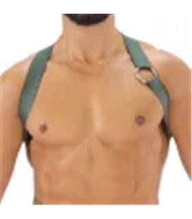 Herren Brust-Harness mit elastischem Komfort & fluoreszierendem Look, Khaki | TOF