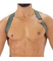 Herren Brust-Harness mit elastischem Komfort & fluoreszierendem Look, Khaki | TOF
