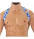 Herren Brust-Harness mit elastischem Komfort & fluoreszierendem Look, Blau-Camouflage | TOF