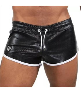Pilot Shorts, Schwarz – Retro-Shorts mit perforiertem Stretch-Material | TOF