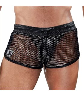 Herren Shorts Roman – Metallic Mesh im Gladiator-Style, Silber  | TOF