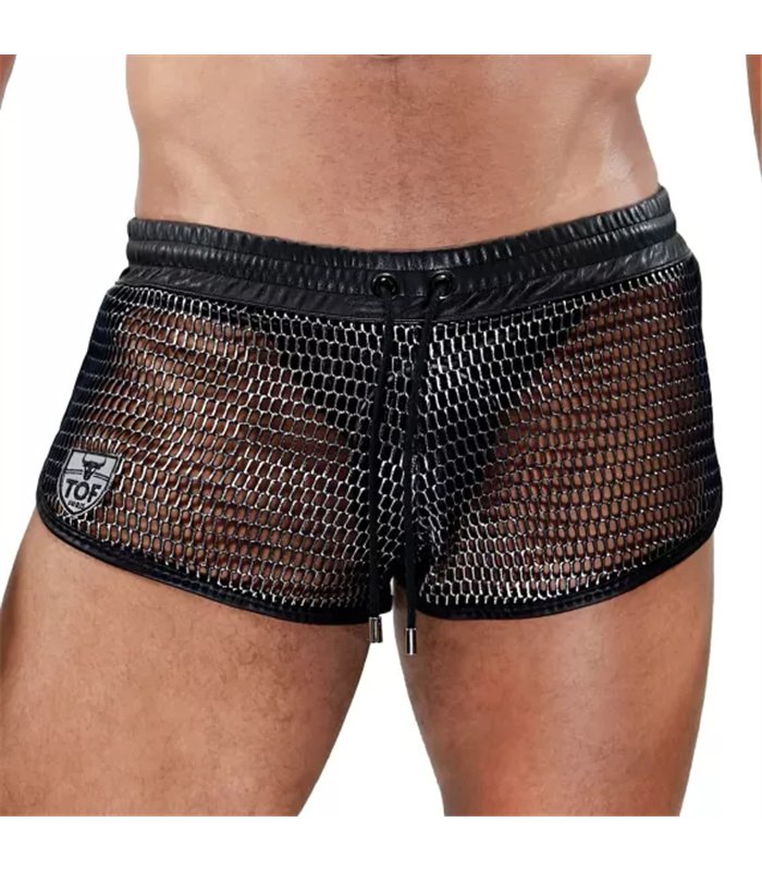 Herren Shorts Roman – Metallic Mesh im Gladiator-Style, Silber  | TOF