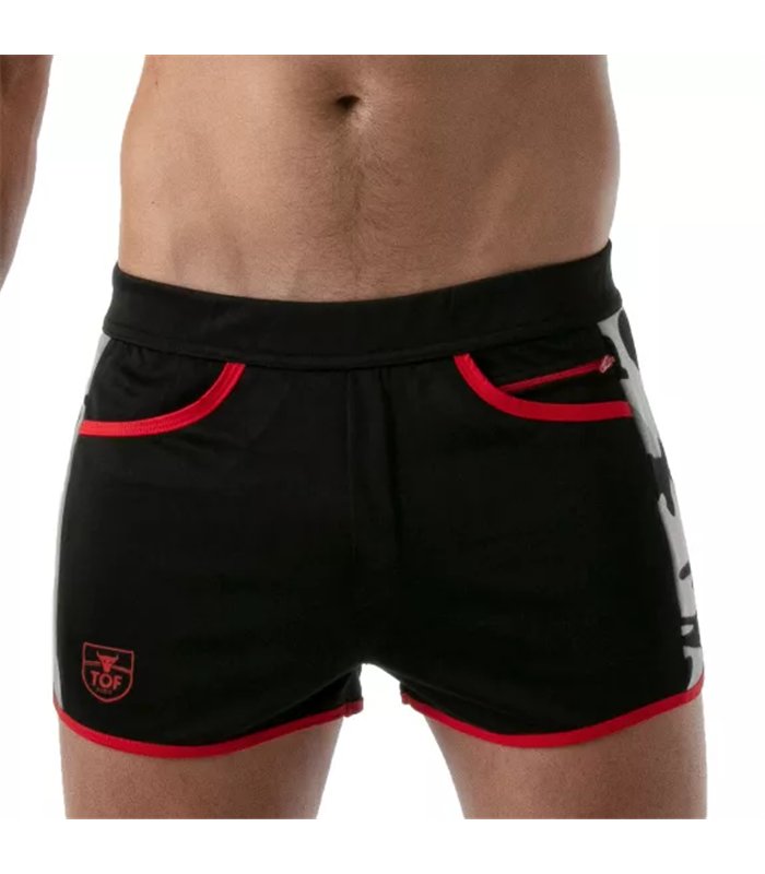 Shorts, Schwarz Camouflage – sportliches Design mit Reißverschlusstasche | TOF