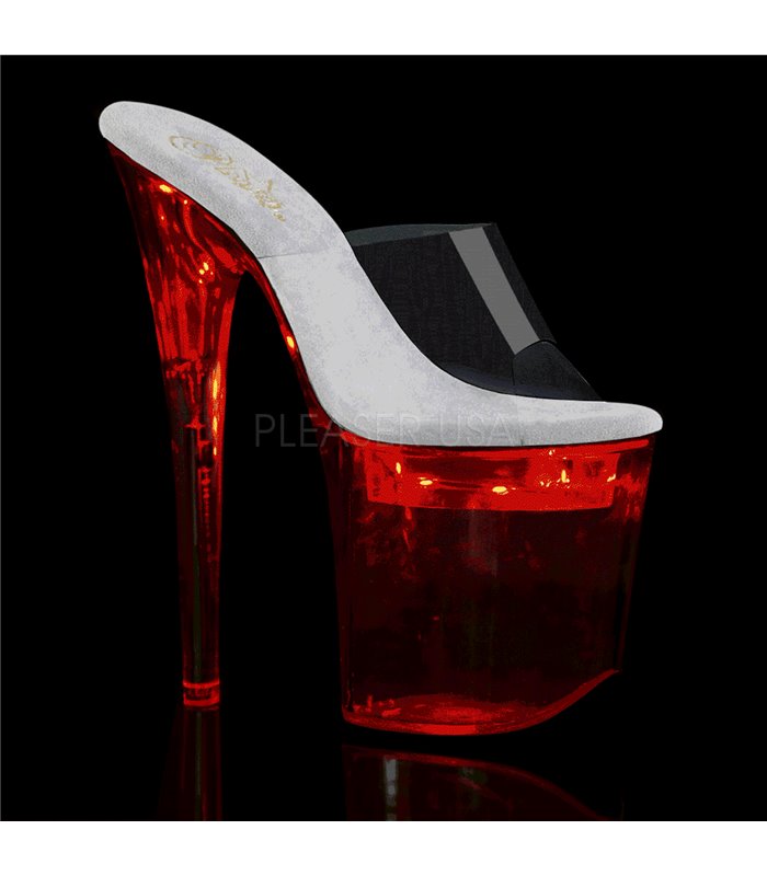 Plateau Pantolette FLASHDANCE 801 LED Transparent online Durchsichtige High Heels Pantolette XTREME 801 von Pleaser