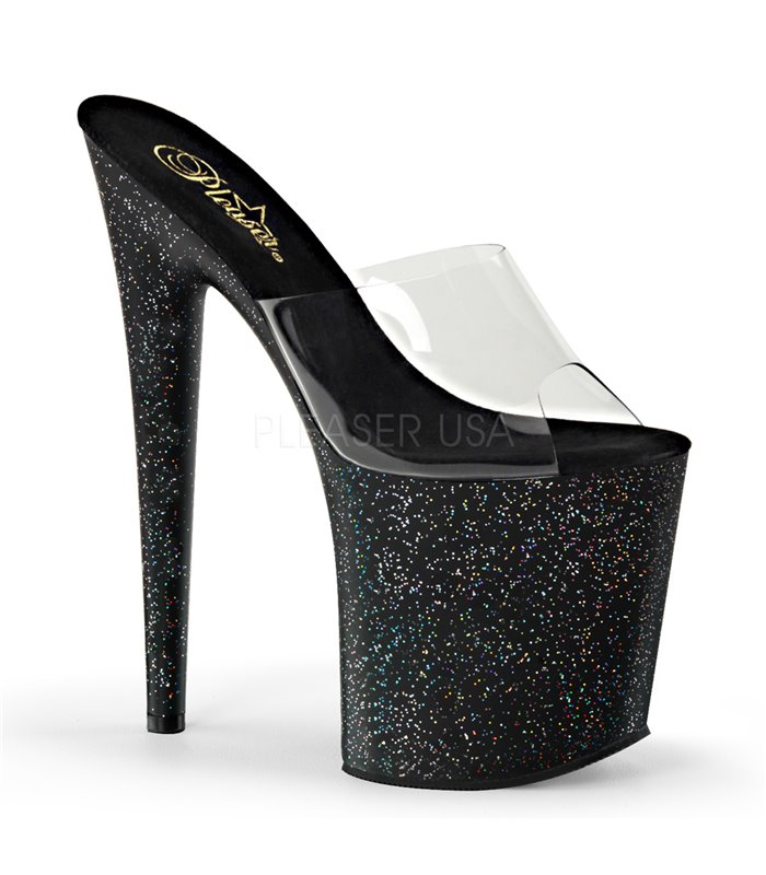 Plateau Pantoletten FLAMINGO 801MG Schwarz von Pleaser D'Orsay Pumps VOLTAGE 06 Schwarz, Demonia