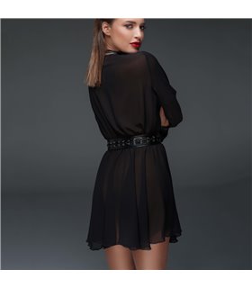 Chiffon Minikleid F150 - Schwarz