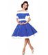 Belsira schulterfreies Swing-Kleid blau/weiss - midi Kleider