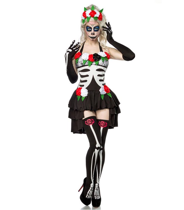 Sexy Mexican Skeleton Komplettset Karneval Halloween