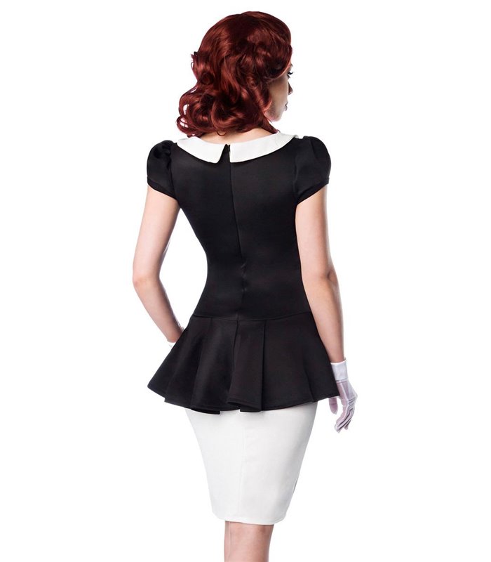Belsira Kleid mit Bubikragen schwarz/weiß