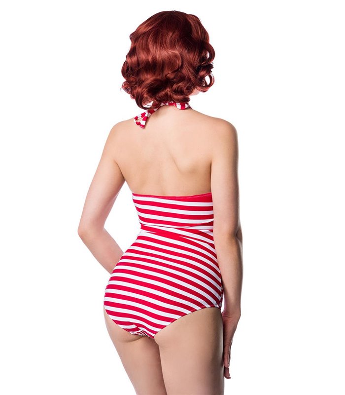 Belsira Neckholder Badeanzug rot/weiß
