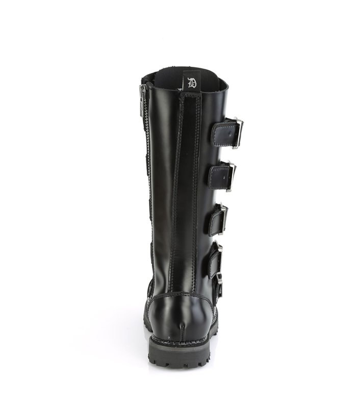 Schwarz Plateau Unisex Leather Steel Ankle Boot RIOT-188BK
