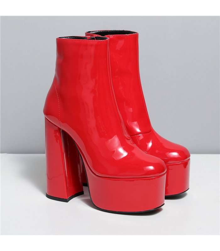 red gogo ankle boots