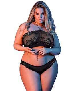 Halter Bandeau & Panty Set - Black - S/M
