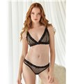 Mesh Bralette and Open lace up Panty - Black