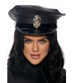 Kostüm Polizei Hut im Vinyl-Look - Schwarz