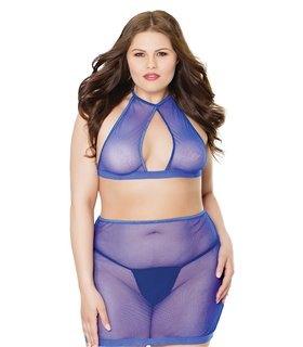 Top & Rock im Fischnetz-Stil - Blau